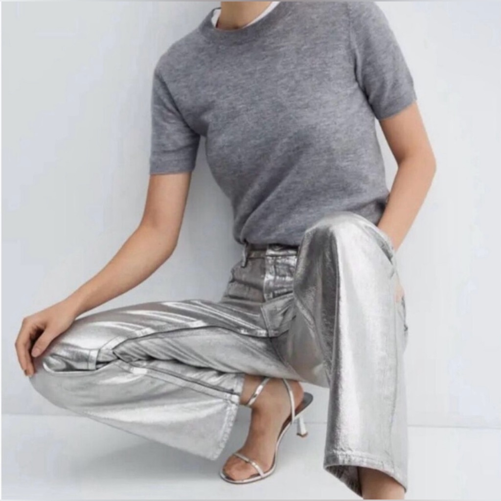 Rebecca Minkoff Metallic Silver Pants - Size 4